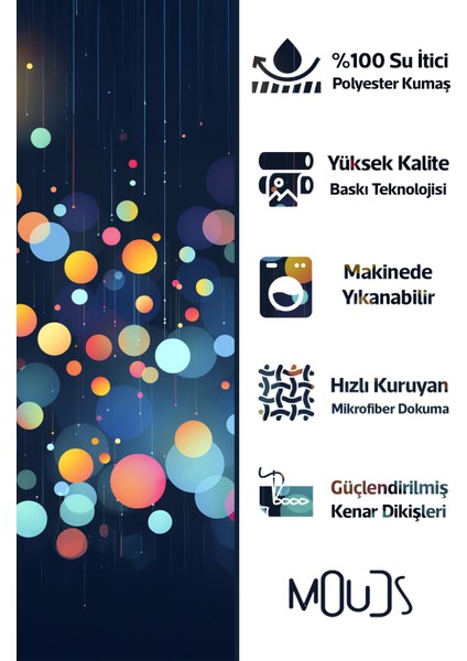 Banyo Perdesi, Renkli Işıklar Desenli Duş Perdesi, Küvet Perdesi, Halka Hediyeli 175X200CM Bp-85 fiyatları