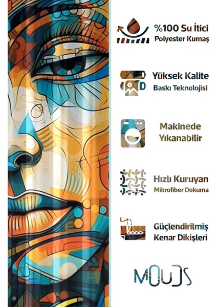 Banyo Perdesi, Renkli Yüz Desenli Duş Perdesi, Küvet Perdesi, Halka Hediyeli 175X200CM Bp-43 fiyatları