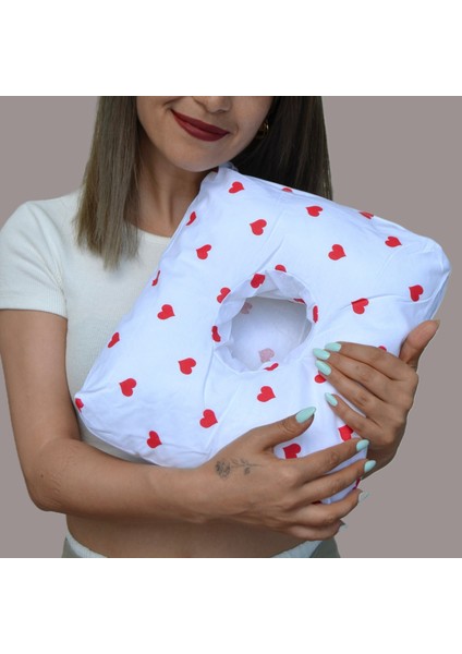 Piercing Yastığı , Dikdörtgen (26x30 cm)Mini Kalp Desenli , Yıkanabilir Kılıflı , Kulak Yastığı, Konforlu Uyku Için Özel Tasarım Kulak Koruyucu Delikli Yastık modelleri