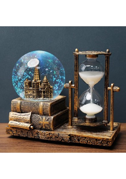Dekoratif Kar Küresi ve Kum Saati Gold Model