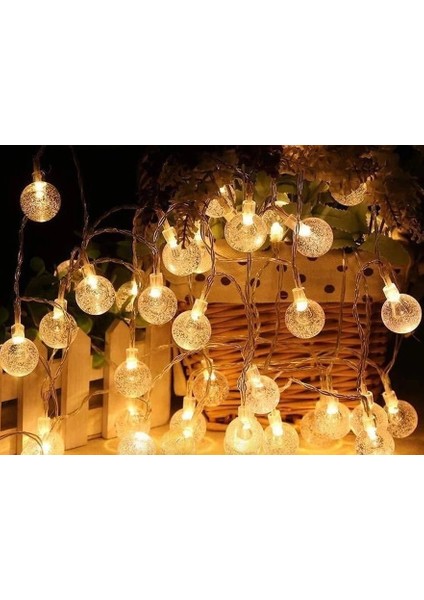 5m 28 LED Kristal Top Gün Işığı Şeffaf Kablo Fişli Eklemeli Mz-18-14