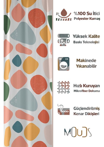 Banyo Perdesi, Renkli Oval 2 Desenli Duş Perdesi, Küvet Perdesi, Halka Hediyeli 175X200CM Bp-29 fiyatları