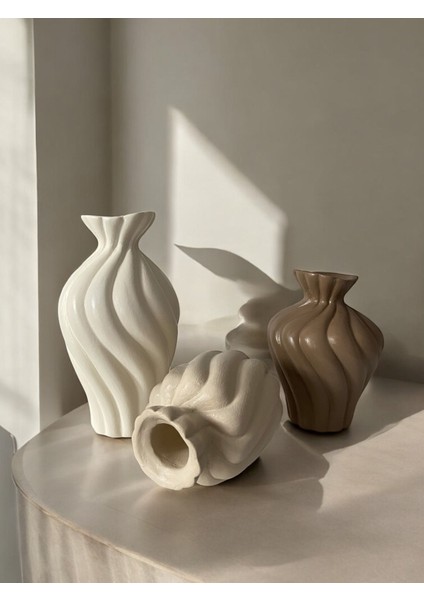 Bohem Dalga Formlu Dekoratif 3’lü Vazo Seti fiyatları