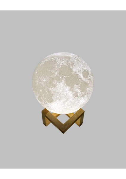 Ahşap Standlı 3D Baskı Ay Lambası 16 Renkli ve Şarjlı Uzaktan Kumandalı indirimleri