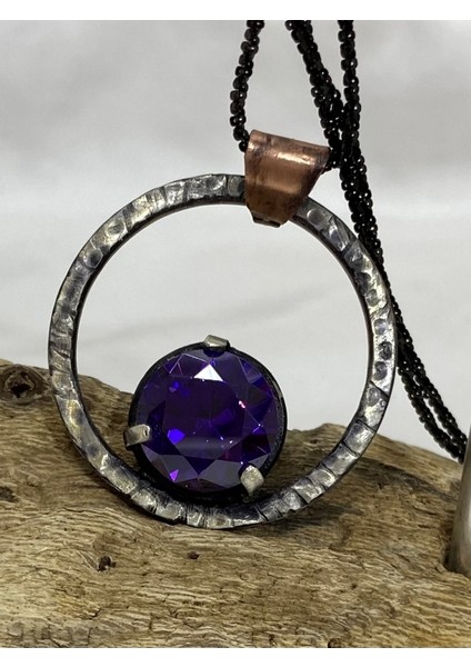 Ametist Taşlı Gümüş Kadın Kolyesi