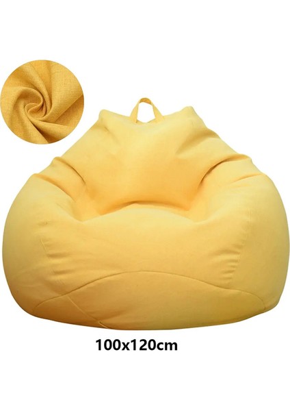 Tembel Kanepeler Kapak Büyük Fasulye Torbası Kapağı Dolgu Yetişkinleri Kanepe Oturma Odası Yatak Odası Ev Tatami Salonu Rahat Koltuk Kapağı Renk: Sarı 100X120CM (Yurt Dışından)