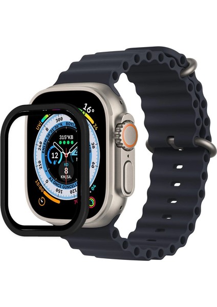 Apple Watch Ultra 49MM Alüminyum Kasa Cam Ekran Koruyucu - Siyah