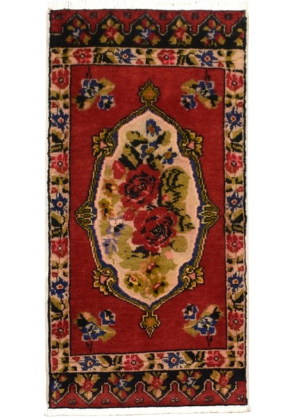 El Dokuma Karacahisar Güllü Çiçekli Yün Halı 0386 - Yeni - Çok Renkli