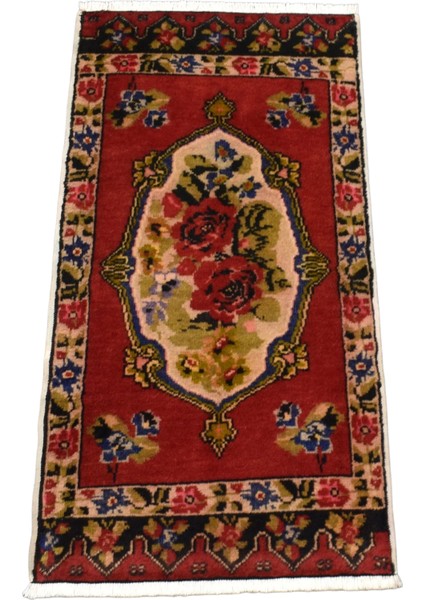 El Dokuma Karacahisar Güllü Çiçekli Yün Halı 0386 - Yeni - Çok Renkli modelleri