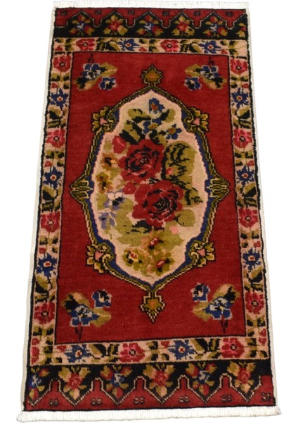 El Dokuma Karacahisar Güllü Çiçekli Yün Halı 0386 - Yeni - Çok Renkli fırsatları