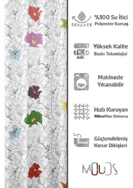 Banyo Perdesi, Çiçek Serisi Desenli Duş Perdesi, Küvet Perdesi, Halka Hediyeli 175X200CM BP-104 fiyatları