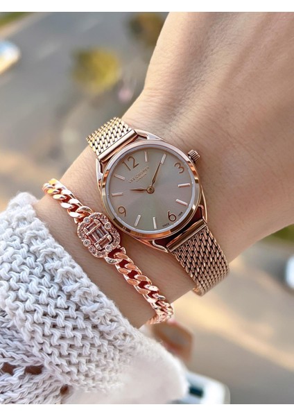 Küçük Kasa Vintage Hasır Kordon 2 Yıl Garantili 3 Atm Kadın Kol Saati+Bileklik 082207.460