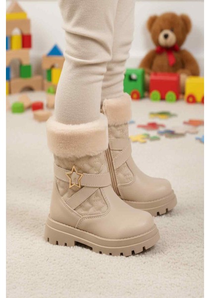 Bej Fermuarlı Çocuk Bot Evla P