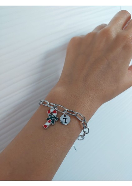 Kadın Yılbaşı Christmas Temalı Harfli Bileklik