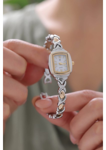 Gümüş-Altın Renk Bileklik Formlu Kadın Kol Saati fiyatları