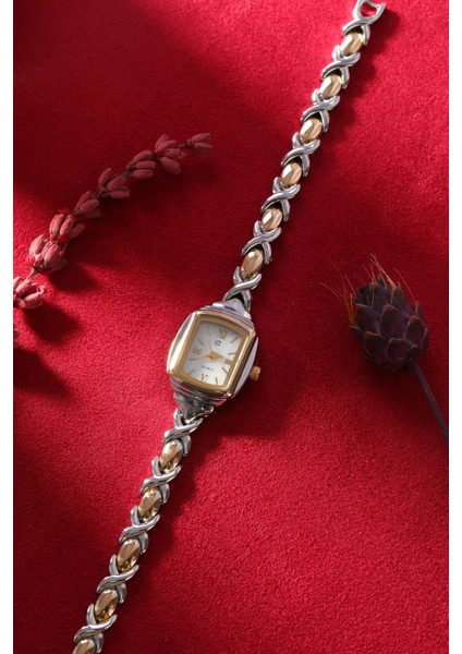 Gümüş-Altın Renk Bileklik Formlu Kadın Kol Saati modelleri