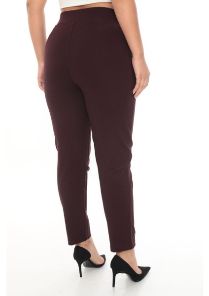 Büyük Beden Mom Yüksek Bel Boru Paça Detaylı Örme Kadın Pantolon modelleri