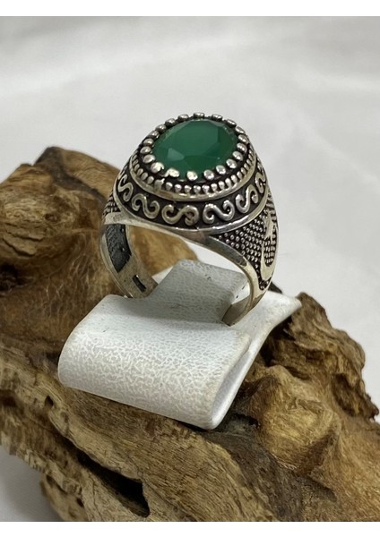 Gümüş Yeşil Taşlı Erkek Yüzük fiyatları