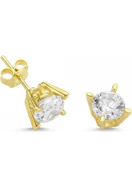 14 Ayar Altın Tektaş Küpe