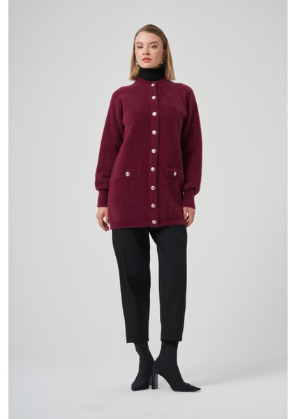 Cep Detay Angora Hırka 7008 Bordo fiyatları