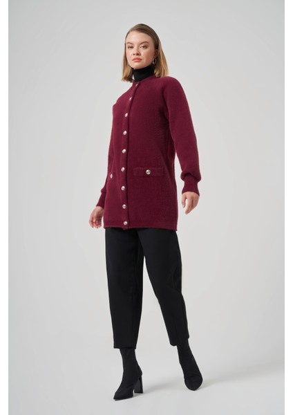 Cep Detay Angora Hırka 7008 Bordo fırsatları