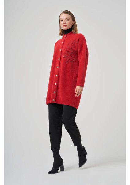 Nakış Işleme Detay Hırka 7007 Kırmızı fırsatları