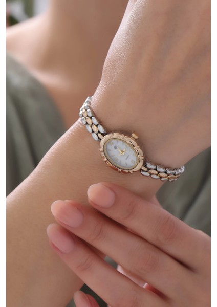 Çift Renk Oval Kadranlı Zarif Kadın Kol Saati
