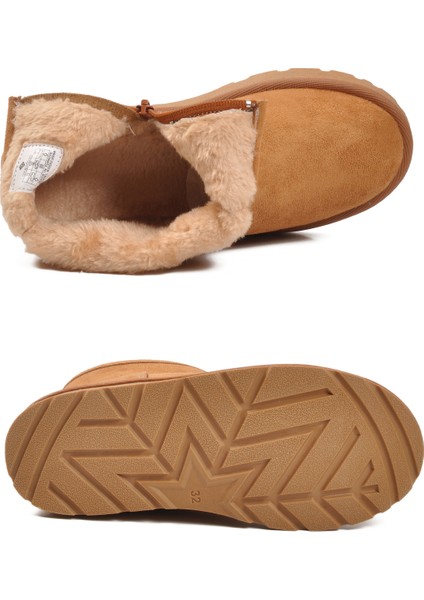 Taba Süet Içi Kürklü Fermuarlı Çocuk Bot 2096 F indirimleri