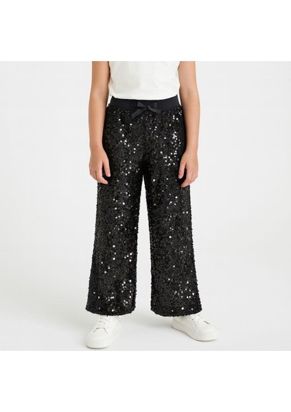 Kız Çocuk Pullu Geniş Paça Pantolon – 8-12 Yaş