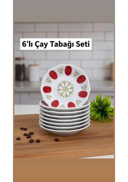 ‘’melamin Kırılmaz Kırmızı Kahveci Çay Tabağı 6’lı’’