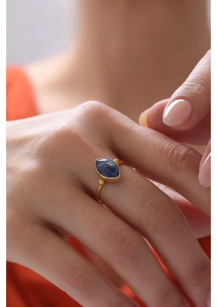 Lacivert Kyanit Taş Gümüş Kadın Yüzük fiyatları