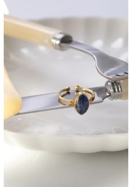 Lacivert Kyanit Taş Gümüş Kadın Yüzük modelleri