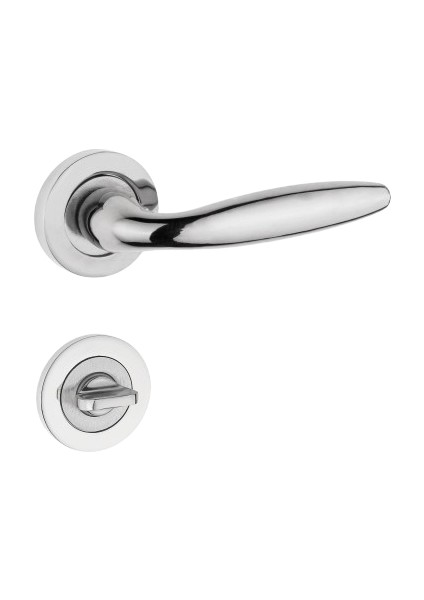 Tombik Kol Yuvarlak Rozetli Nikel Saten Wc Kapı Kolu