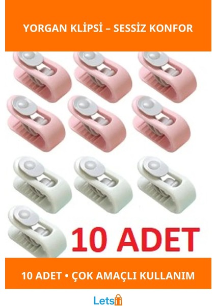 Mandallı Yorgan Sabitleme Klipsi 10 Adet Renkli Pratik