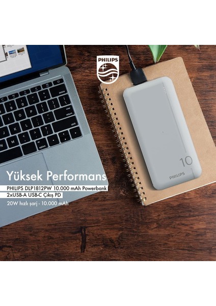 DLP1812PV 10.000 Mah Powerbank 2xusb-A 2.1A, Usb-C Çıkış, Pd - Gümüş modelleri