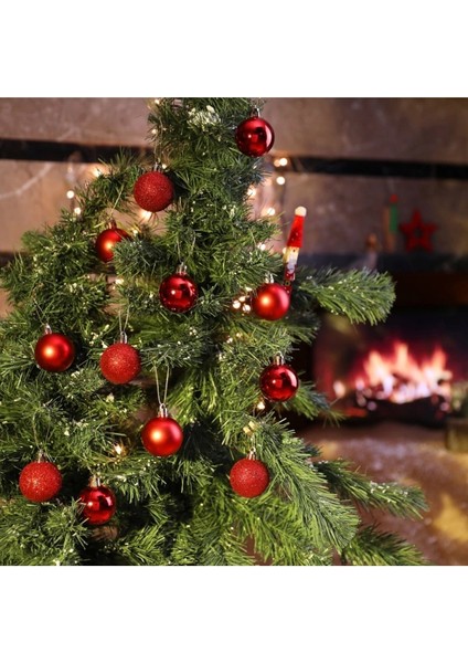 Noel Çam Ağacı Süsü Ev Ofis Dekor 12’li Parlak Kırmızı 3 cm Top Süs Yılbaşı Çam Ağacı Süsleri topu