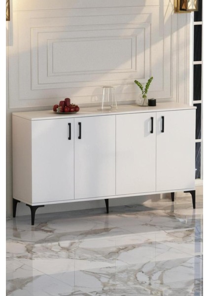 Hans 4 Kapaklı Çok Amaçlı Konsol Tv Sehpası Beyaz