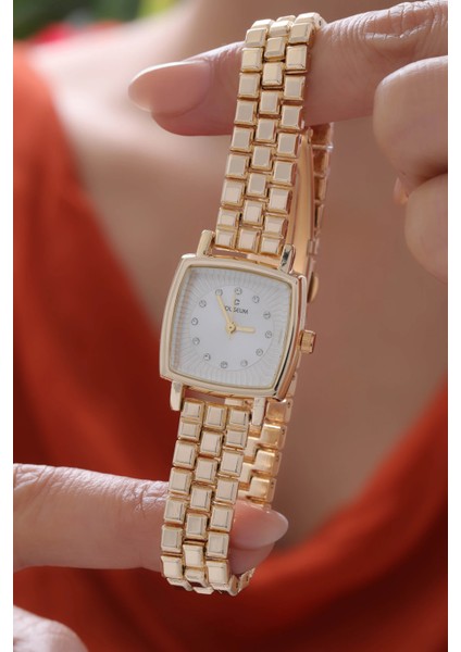 Kare Kadranlı Altın Kaplama Kadın Klasik Kol Saati fiyatları