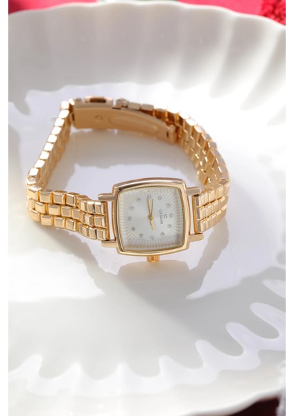 Kare Kadranlı Altın Kaplama Kadın Klasik Kol Saati modelleri