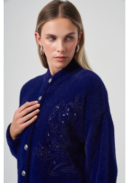 Nakış Işleme Detay Hırka 7007 Saks