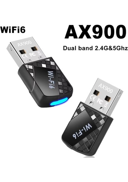 AX900 Wifi 6 & Bluetooth 5.4 USB Adaptör – 900 Mbps Çift Bant 2.4g/5g Kablosuz Alıcı, Sürücüsüz, WIN10/WIN11 Uyumlu
