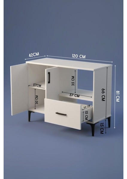 Palvin 2 Kapaklı Tek Çekmeceli Çok Amaçlı Dolap Beyaz Çam