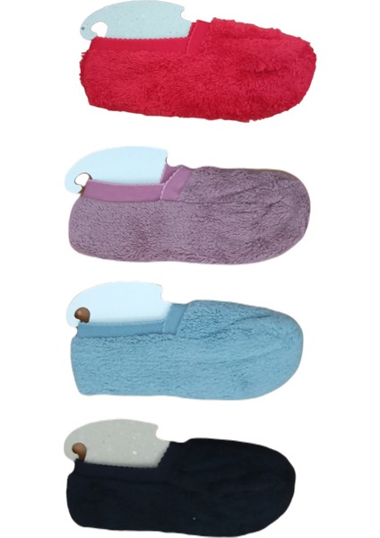 4 Adet Kışlık Kadın Babet Çorap Polar Peluş Patik Ev Patiği Karışık 36-40