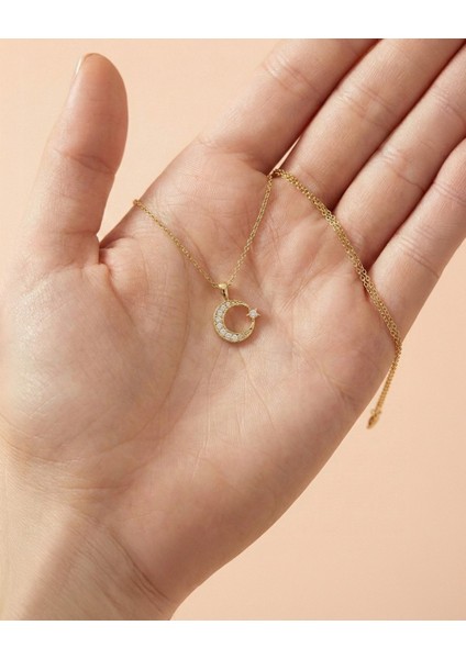 Küçük Ay Yıldız 14 Ayar Altın Kolye modelleri