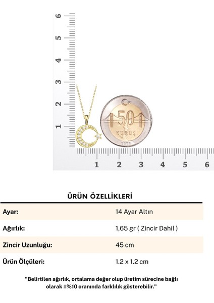 Küçük Ay Yıldız 14 Ayar Altın Kolye indirimleri