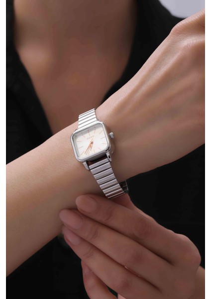 Hasırlı Kare Gövdeli Kadın Kol Saati