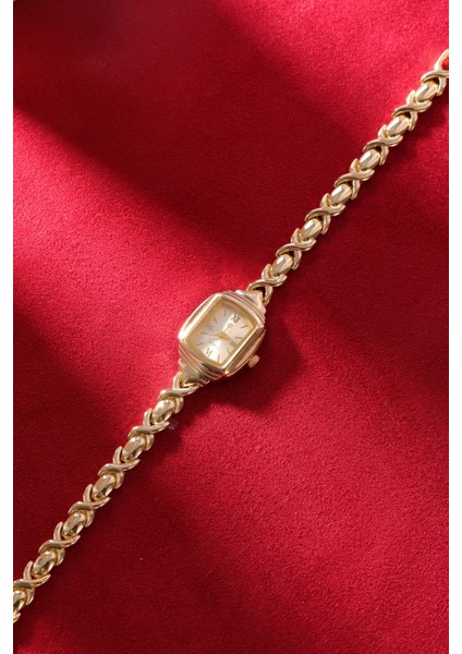 Gümüş-Altın Renk Bileklik Formlu Kadın Kol Saati modelleri