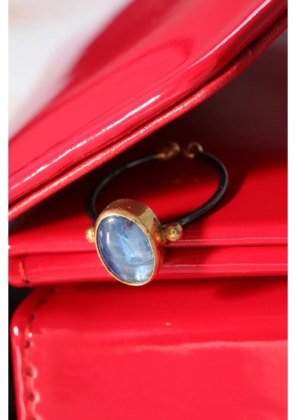 Oval Mavi Kynite Doğal Taşlı Gümüş Kadın Yüzük modelleri