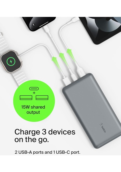 USB C Taşınabilir Şarj Cihazı 20000MAH, 20K Powerbank, USB Type C Giriş Çıkış Portu ve 2 USB indirimleri