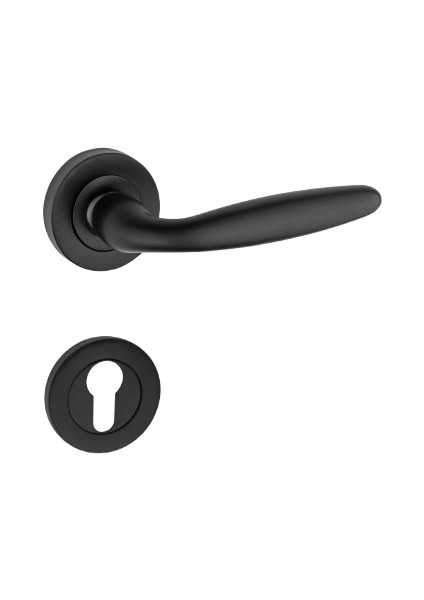 Tombik Kol Yuvarlak Rozetli Siyah Yale Kapı Kolu